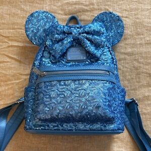 Loungefly Blue Sequin Minnie Ears Mini Backpack